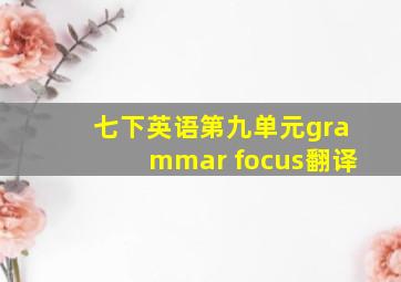 七下英语第九单元grammar focus翻译